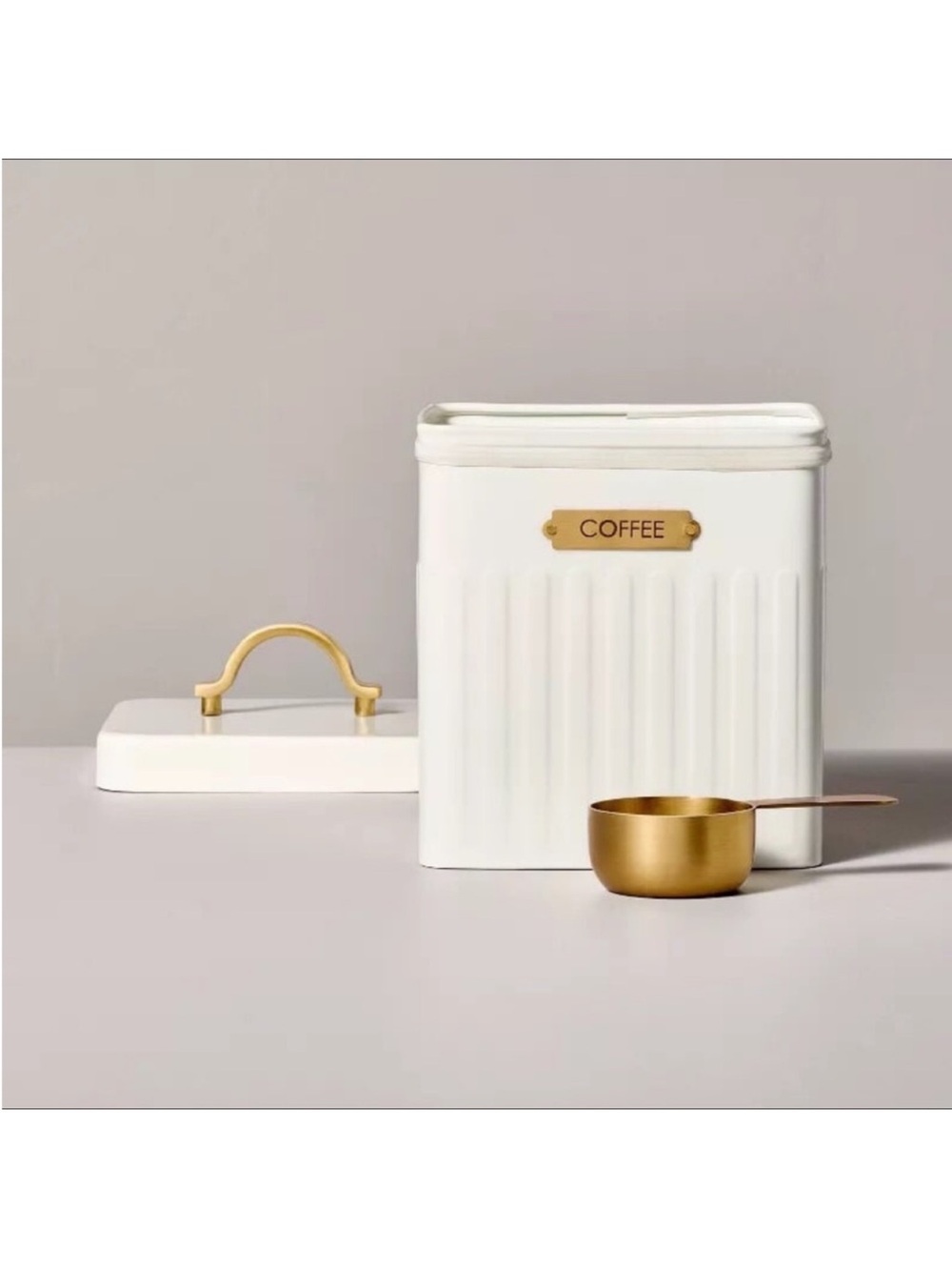 Metal Coffee Tin with Scooper Cream/Brass - Hearth & Hand Magnolia